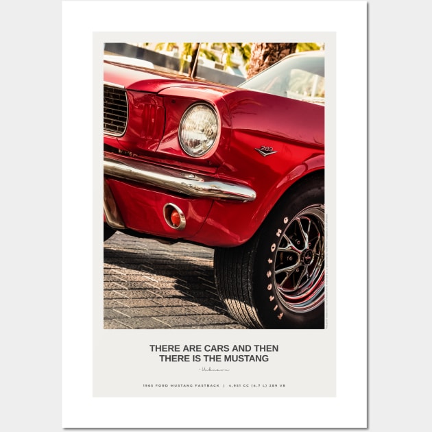 1965 Ford Mustang fastback photography with palms and quote Wall Art by NicoMario